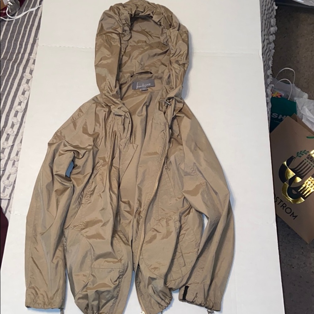 Beige trench coat and rain jacket